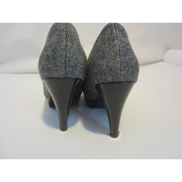 CINDERELLA BOSTON gray heather fabric black bow platform heel shoes 5 M - Picture 4 of 9